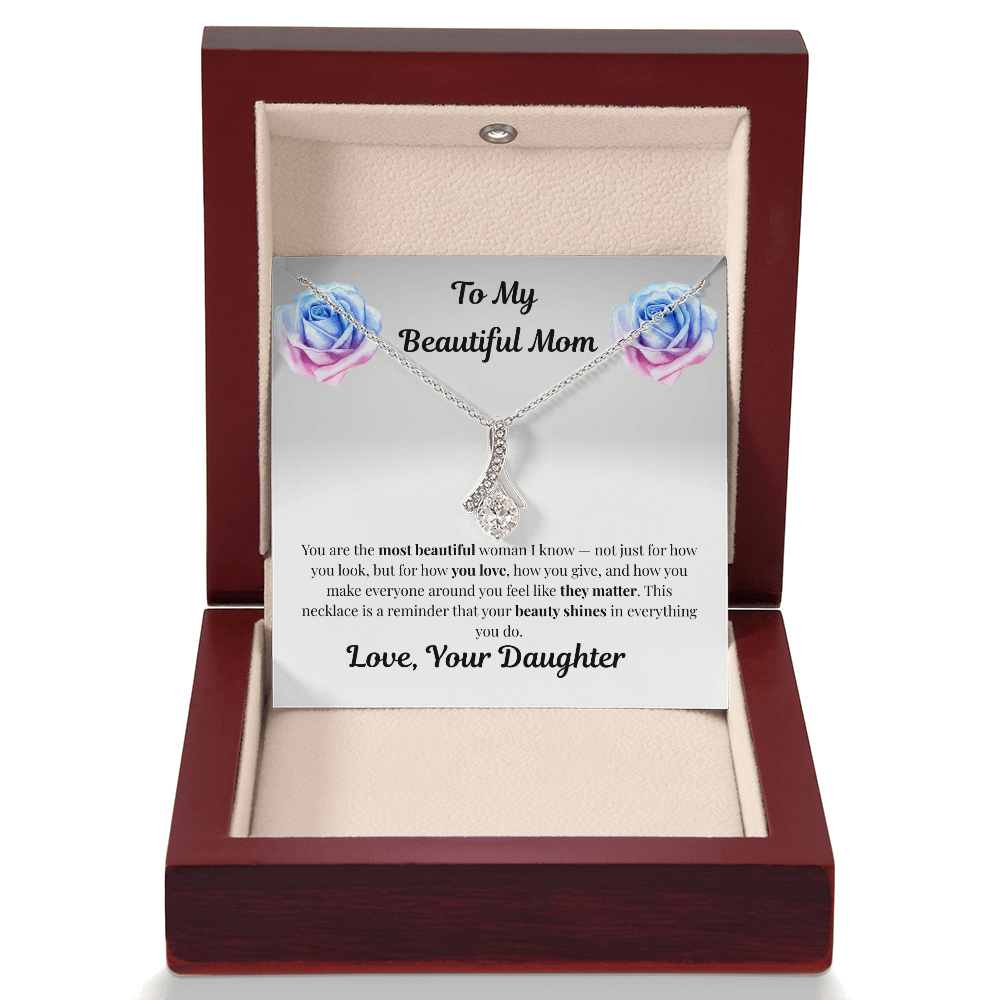 14k white gold-finish Alluring Beauty Necklace in illuminated mahogany gift box