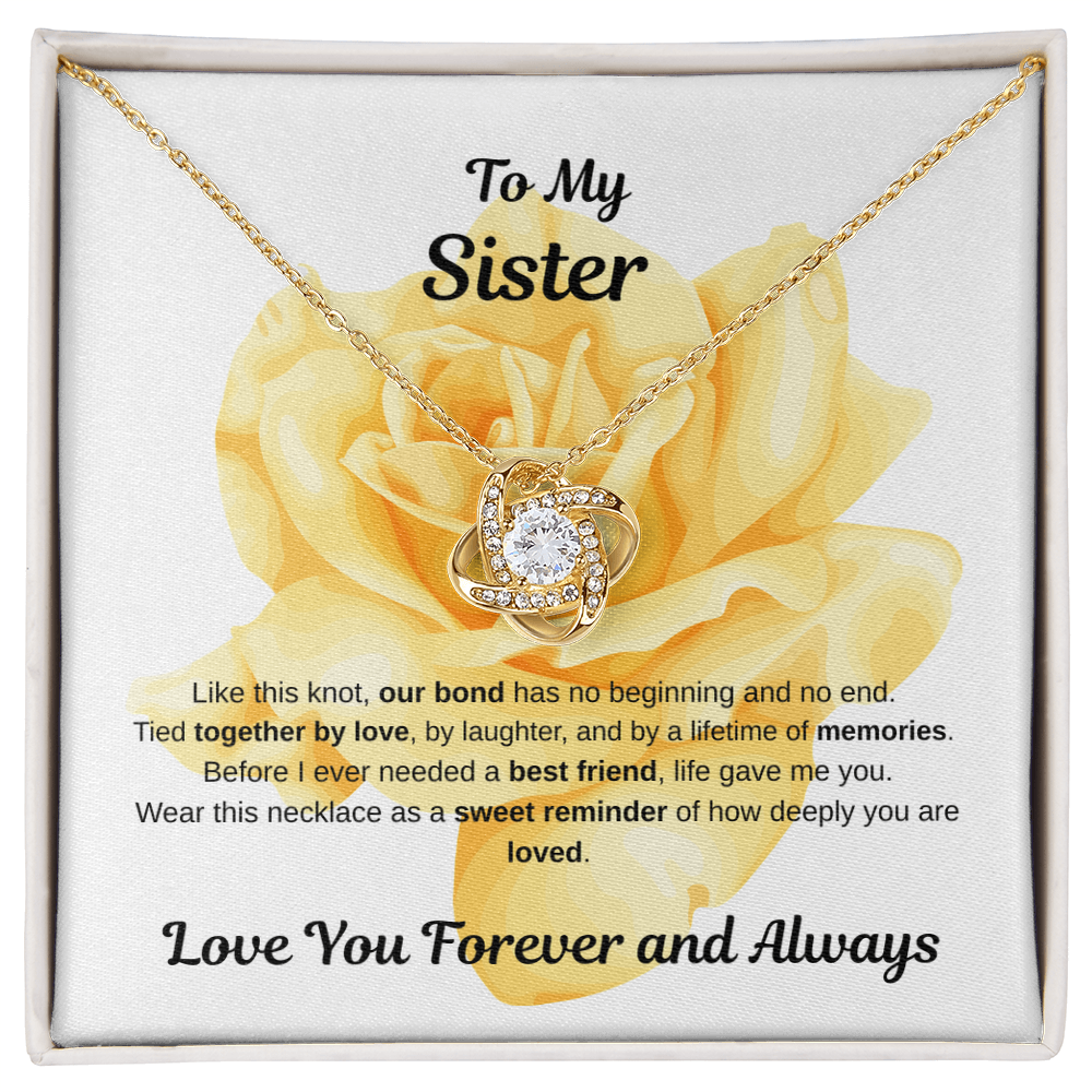 To My Sister, Love Knot Necklace