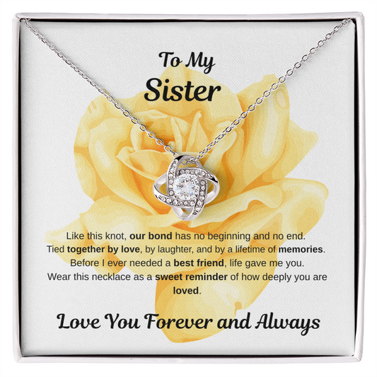 To My Sister, Love Knot Necklace