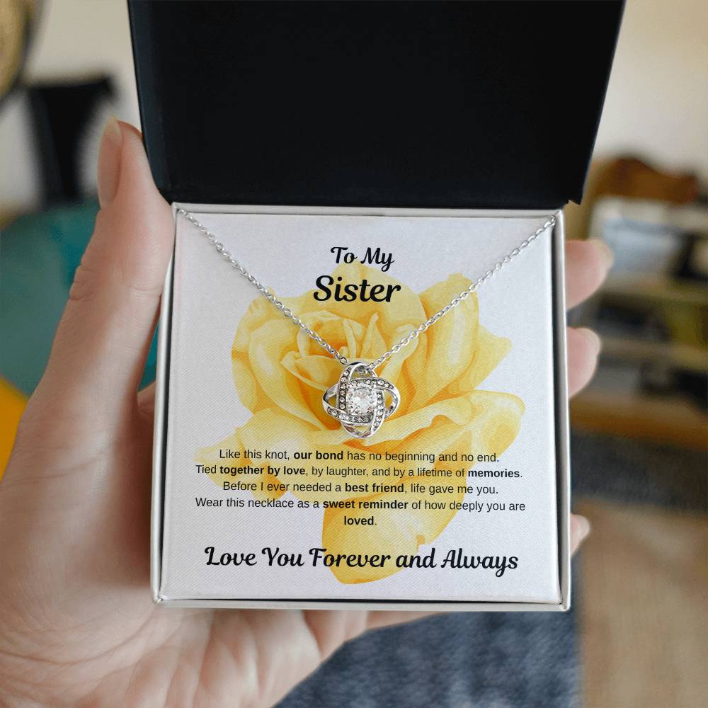 To My Sister, Love Knot Necklace