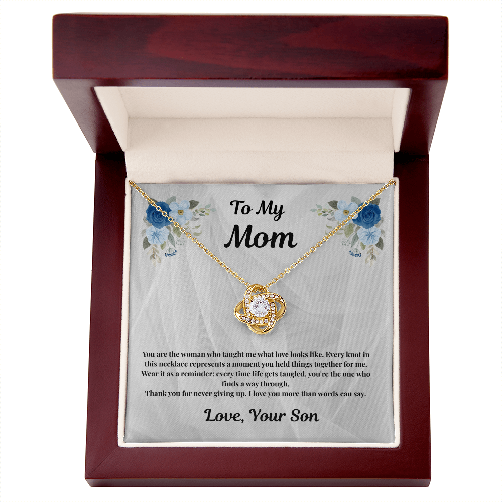 18K yellow gold-finish Love Knot Necklace in mahogany gift box