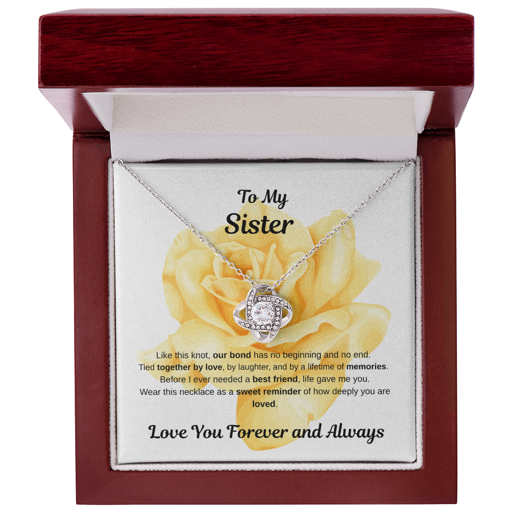 To My Sister, Love Knot Necklace