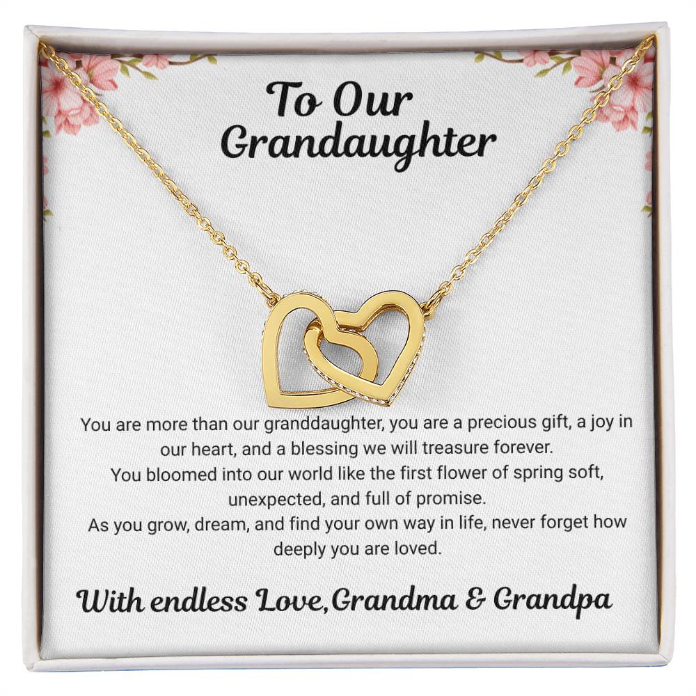 To My Granddaughter – Interlocking Hearts Necklace from Grandma & Grandpa