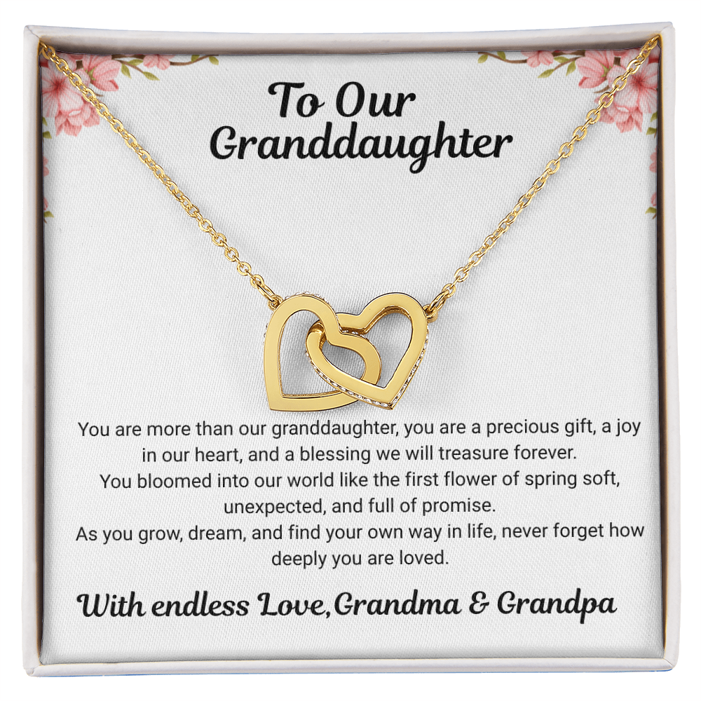 To My Granddaughter – Interlocking Hearts Necklace from Grandma & Grandpa