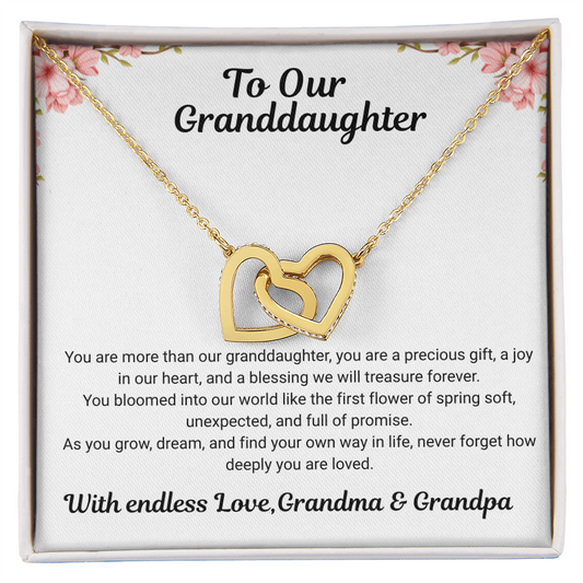 To My Granddaughter – Interlocking Hearts Necklace from Grandma & Grandpa