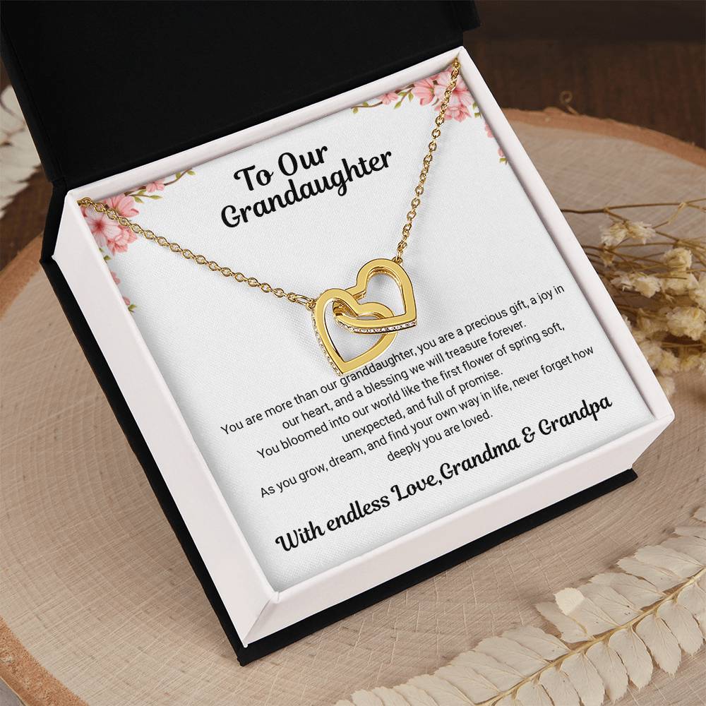 To My Granddaughter – Interlocking Hearts Necklace from Grandma & Grandpa