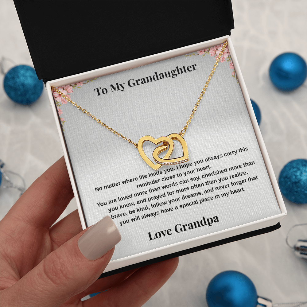 To My Granddaughter – Interlocking Hearts Necklace from Grandpa