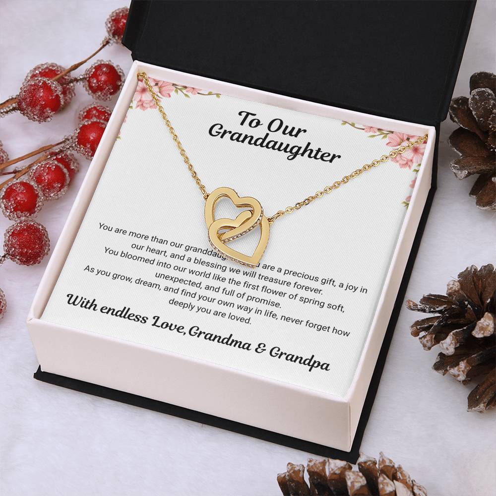 To My Granddaughter – Interlocking Hearts Necklace from Grandma & Grandpa