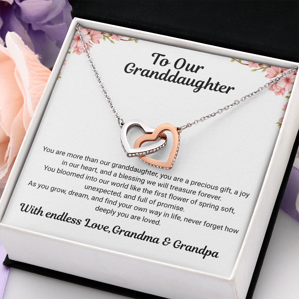 To My Granddaughter – Interlocking Hearts Necklace from Grandma & Grandpa