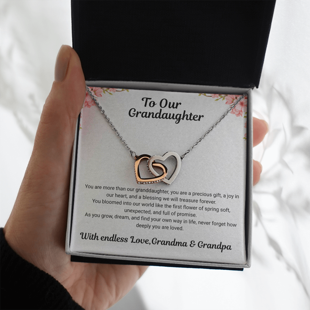 To My Granddaughter – Interlocking Hearts Necklace from Grandma & Grandpa