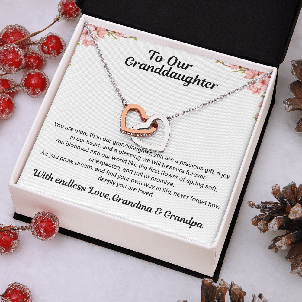 To My Granddaughter – Interlocking Hearts Necklace from Grandma & Grandpa