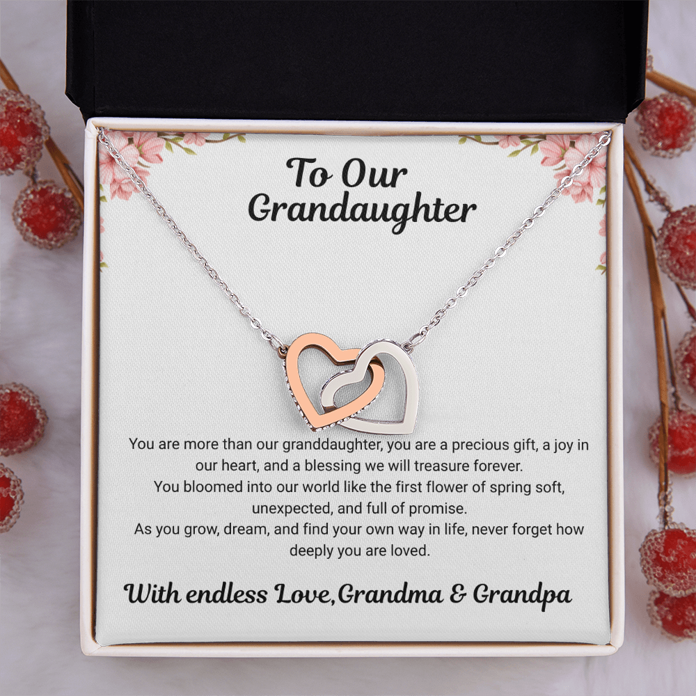To My Granddaughter – Interlocking Hearts Necklace from Grandma & Grandpa