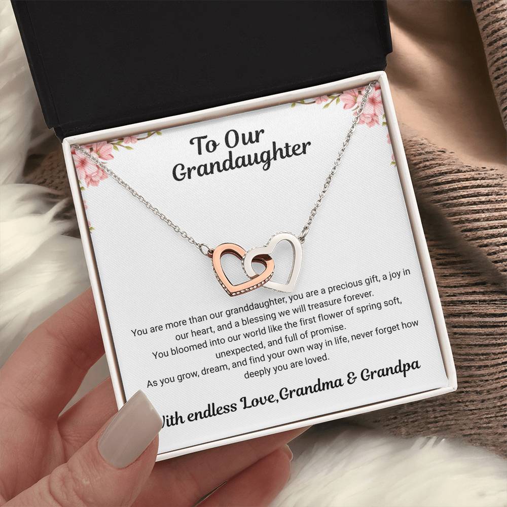 To My Granddaughter – Interlocking Hearts Necklace from Grandma & Grandpa