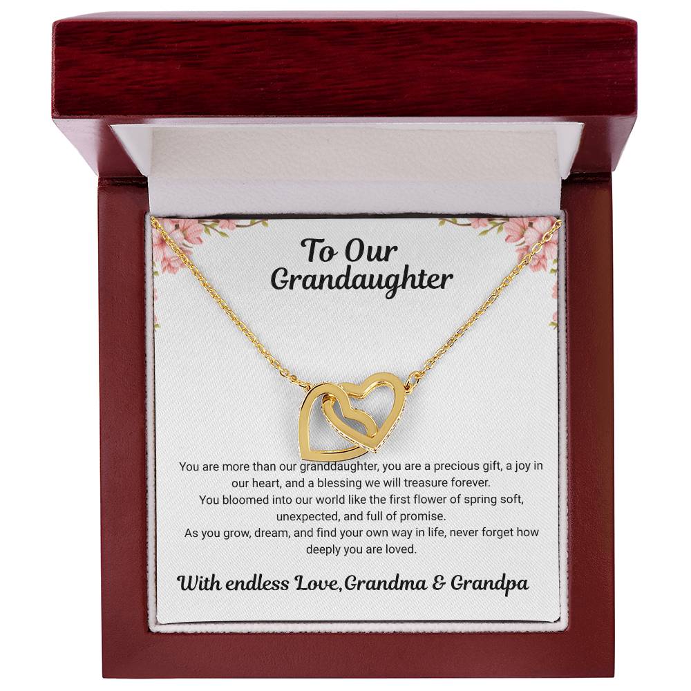 To My Granddaughter – Interlocking Hearts Necklace from Grandma & Grandpa
