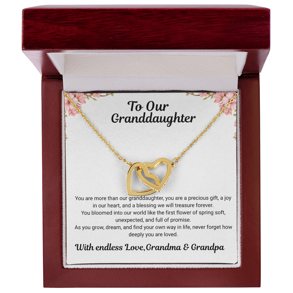 To My Granddaughter – Interlocking Hearts Necklace from Grandma & Grandpa