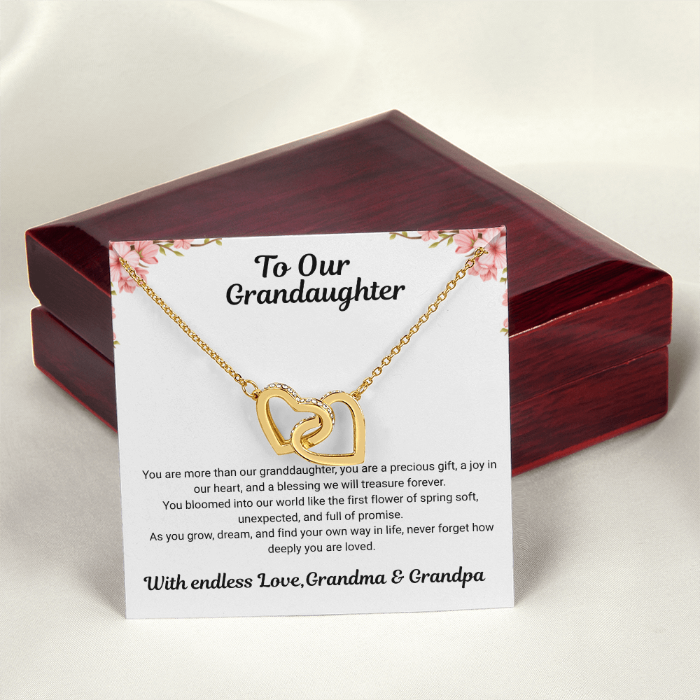 To My Granddaughter – Interlocking Hearts Necklace from Grandma & Grandpa