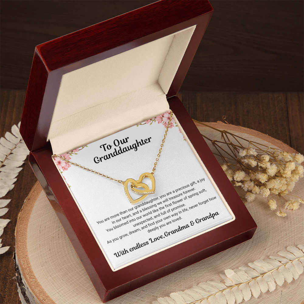To My Granddaughter – Interlocking Hearts Necklace from Grandma & Grandpa