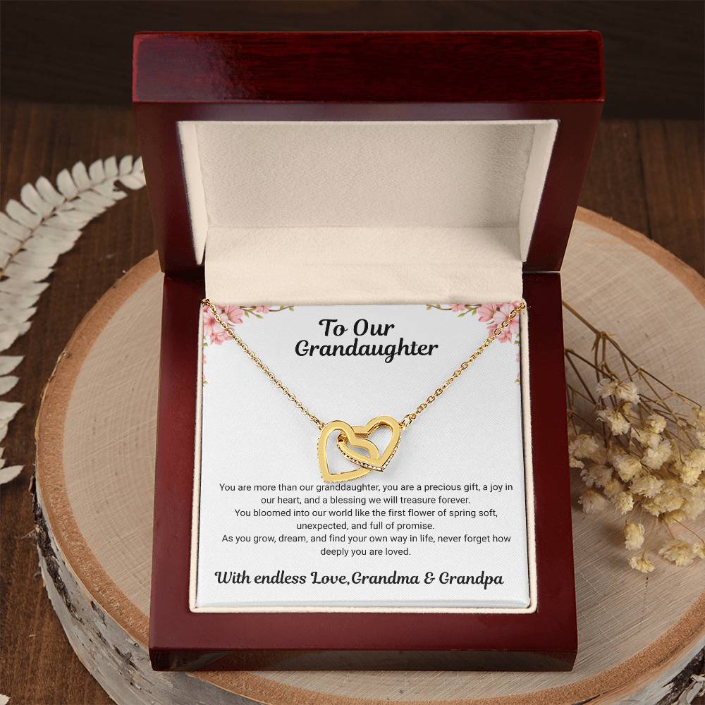 To My Granddaughter – Interlocking Hearts Necklace from Grandma & Grandpa