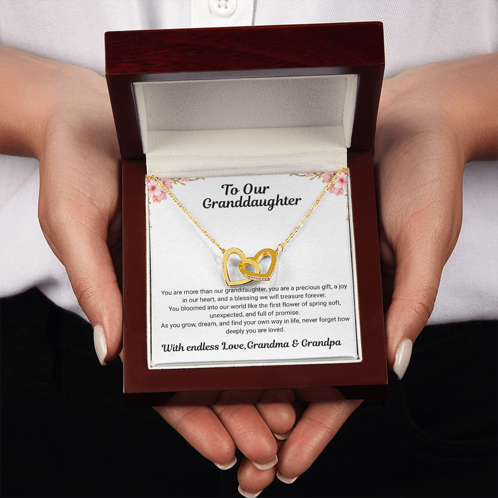 To My Granddaughter – Interlocking Hearts Necklace from Grandma & Grandpa