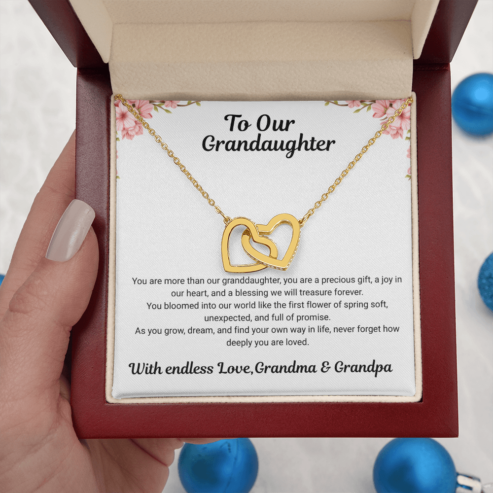To My Granddaughter – Interlocking Hearts Necklace from Grandma & Grandpa