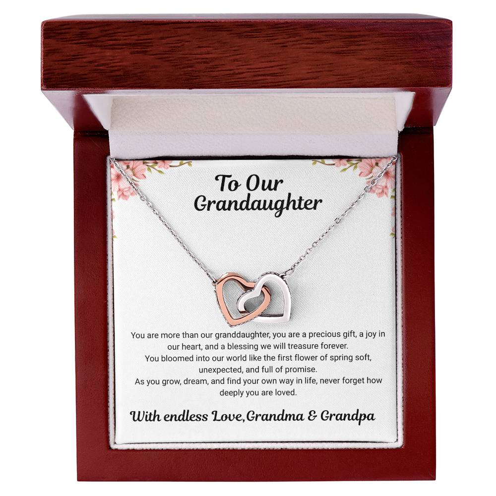 To My Granddaughter – Interlocking Hearts Necklace from Grandma & Grandpa
