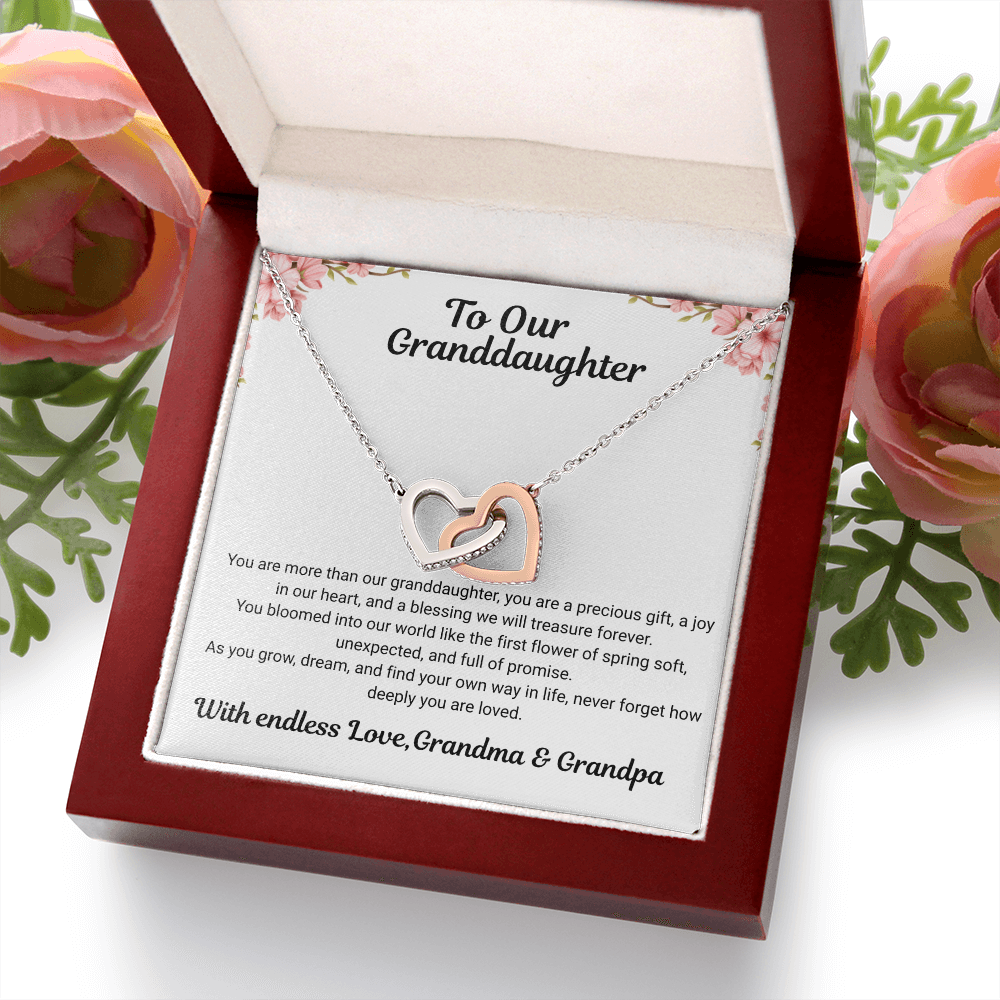 To My Granddaughter – Interlocking Hearts Necklace from Grandma & Grandpa