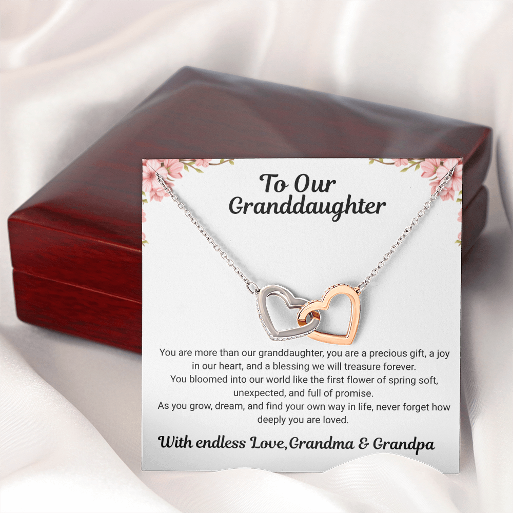 To My Granddaughter – Interlocking Hearts Necklace from Grandma & Grandpa
