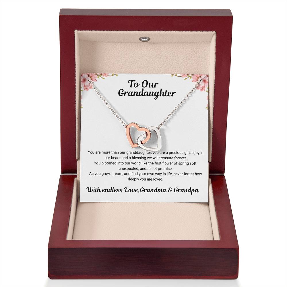 To My Granddaughter – Interlocking Hearts Necklace from Grandma & Grandpa