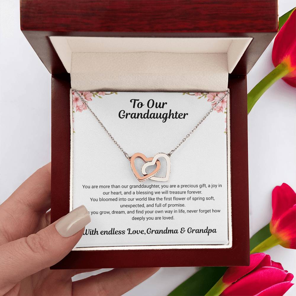 To My Granddaughter – Interlocking Hearts Necklace from Grandma & Grandpa