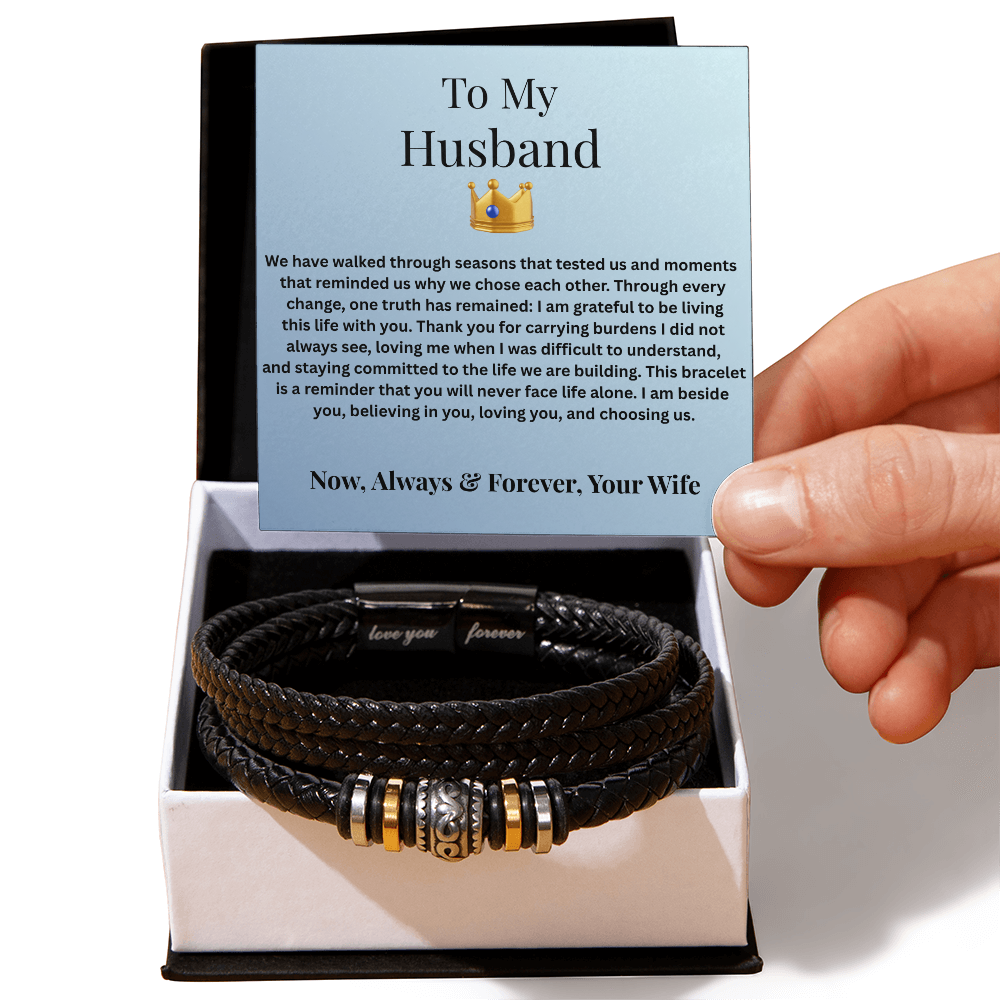 To My Husband Love You Forever Bracelet with message card
