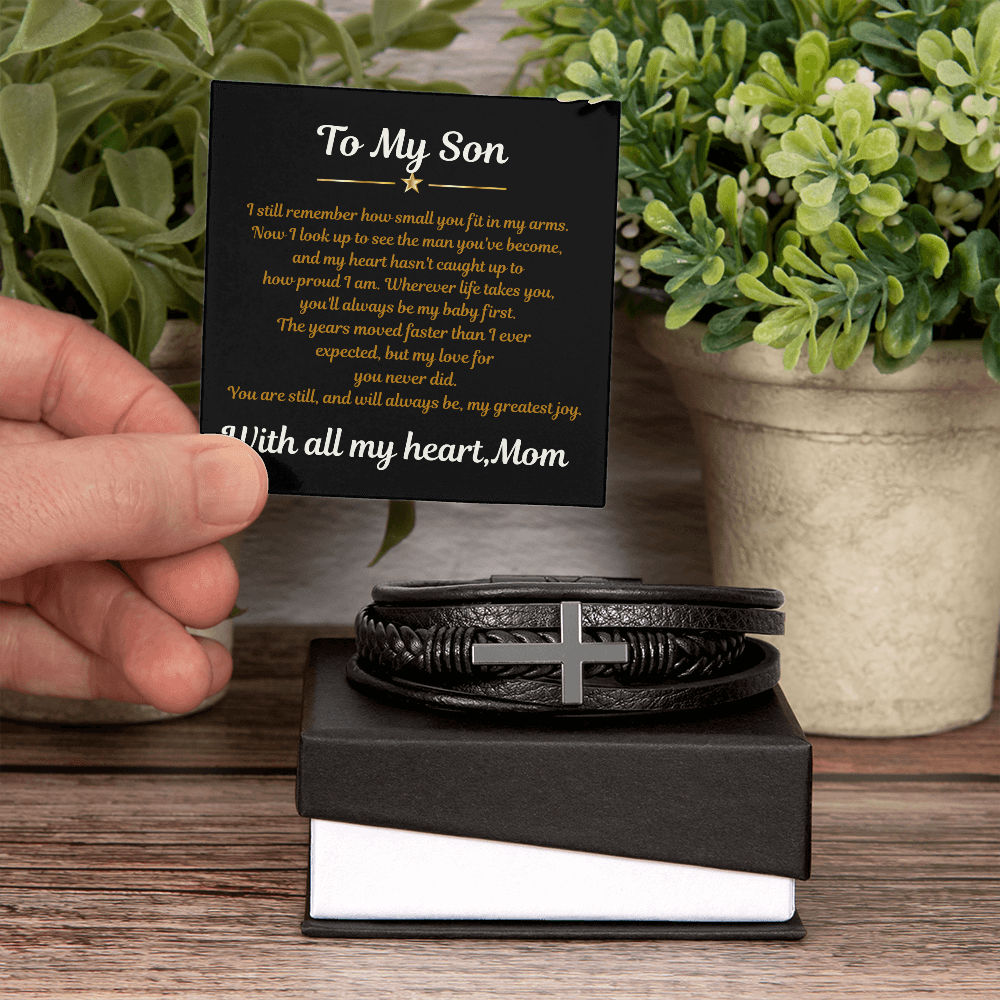 To My Son Cross Bracelet from Mom | Faith Gift