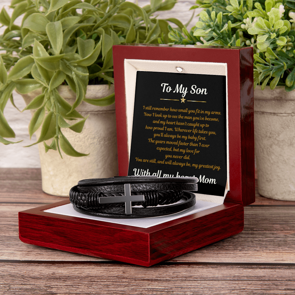 To My Son Cross Bracelet from Mom | Faith Gift
