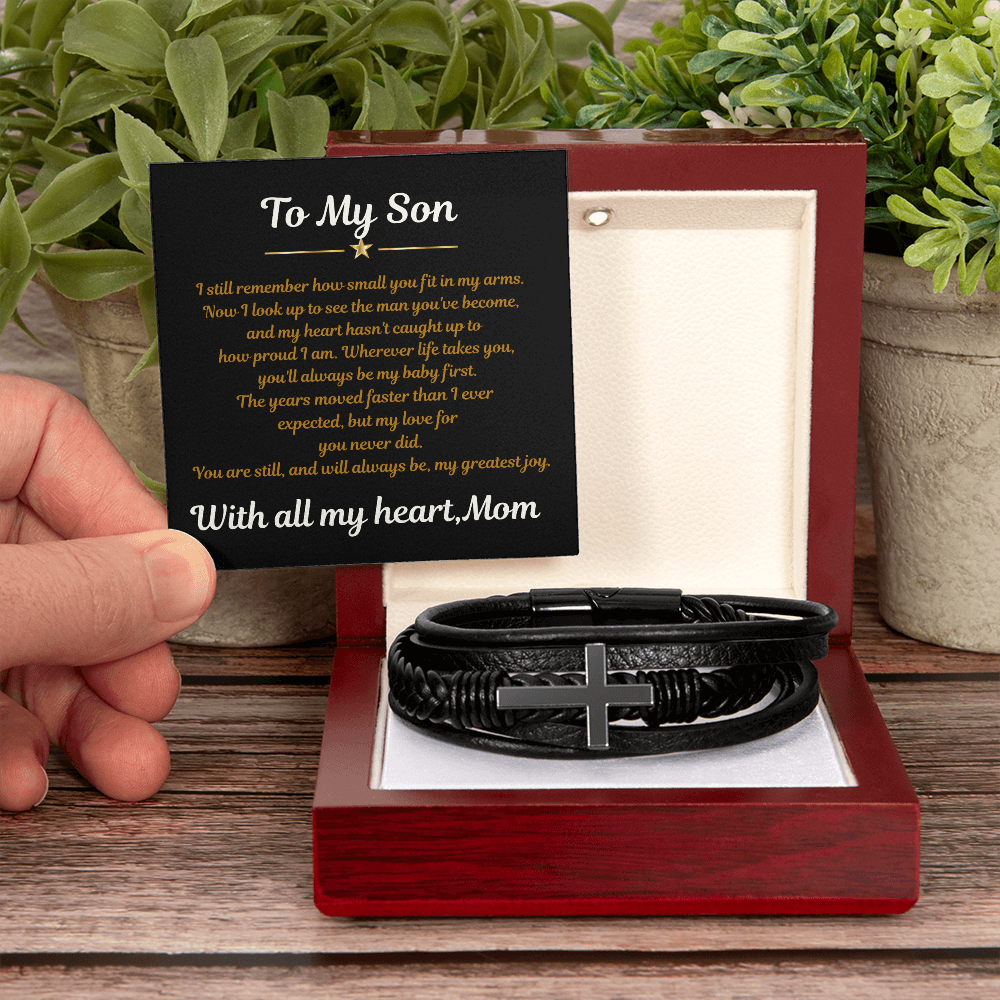 To My Son Cross Bracelet from Mom | Faith Gift