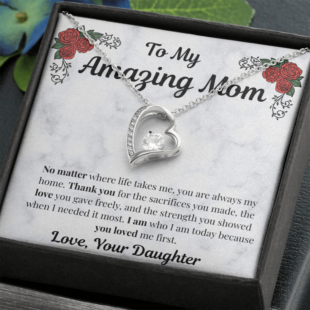 14k white gold-finish Forever Love Necklace in standard gift box
