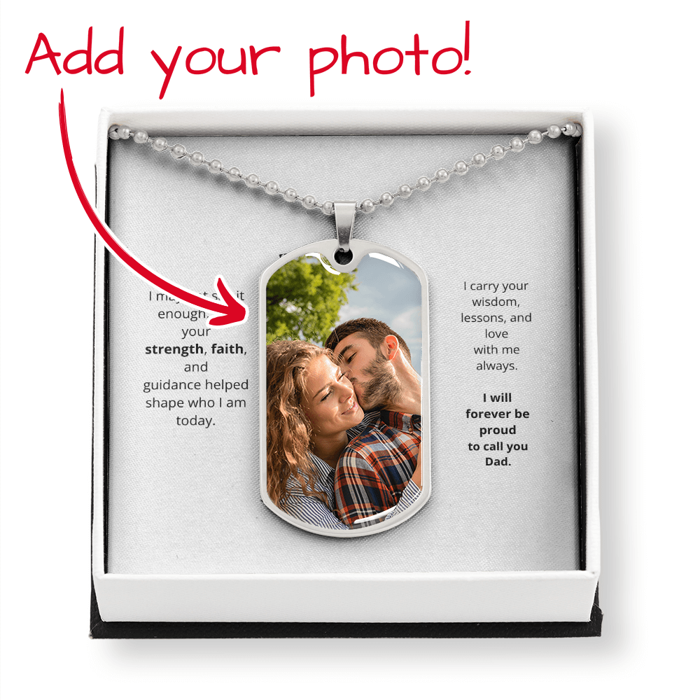 To My Dad Dog Tag Necklace – Strength & Faith Gift