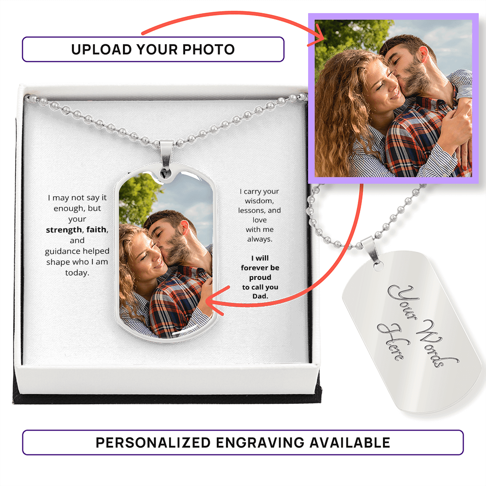 To My Dad Dog Tag Necklace – Strength & Faith Gift
