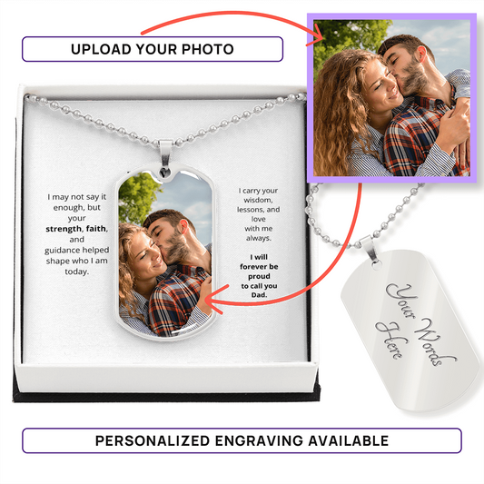 To My Dad Dog Tag Necklace – Strength & Faith Gift